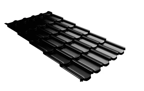 Металлочерепица квинта плюс с 3D резом 0,5 GreenСoat Pural Matt RR 33 черный (RAL 9005 черный) купить в Салавате