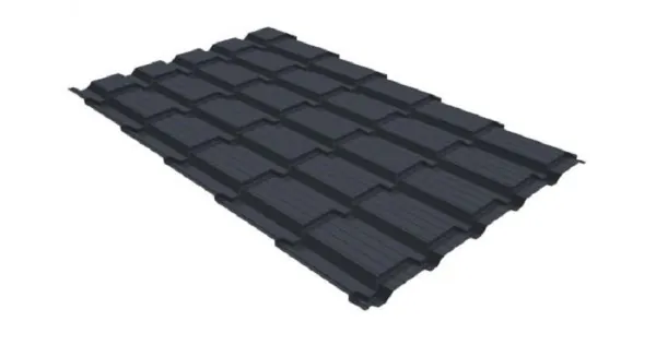 Металлочерепица GL квадро профи 0,5 GreenCoat Pural RR 23 темно-серый (RAL 7024) мокрый асфальт купить в Салавате