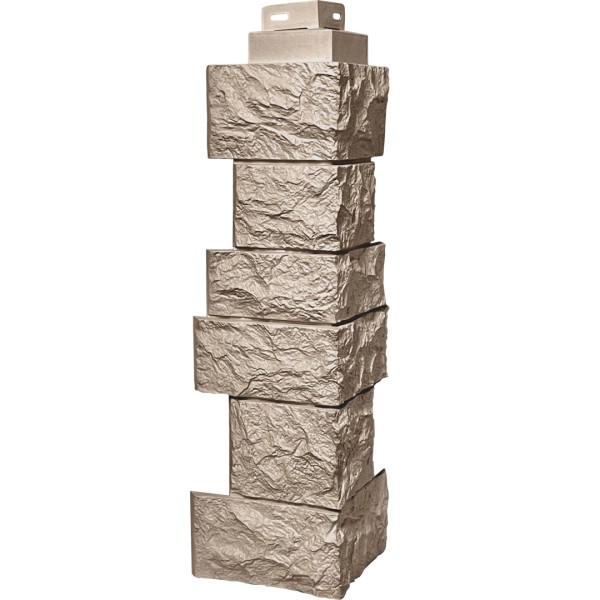 Цокольный сайдинг FineBer – Серия “Дикий камень”, Угол наружный, Песочный...  купить в Салавате