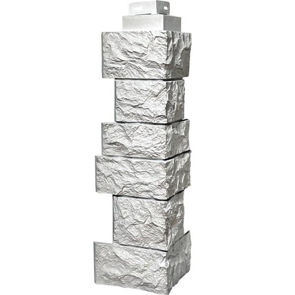 Цокольный сайдинг FineBer – Серия “Дикий камень”, Угол наружный, Мелованный белый купить в Салавате