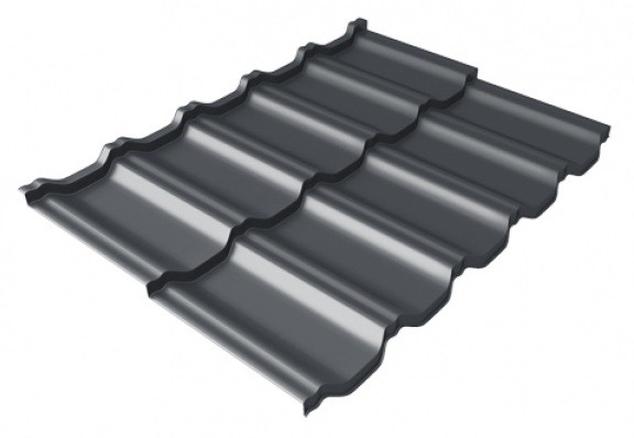 Металлочерепица модульная Квинта Uno Grand Line c 3D резом 0,5 Satin Мatt RAL 7024 мокрый асфальт купить в Салавате