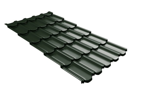 Металлочерепица квинта плюс с 3D резом 0,5 GreenСoat Pural Matt RR 11 темно-зеленый (RAL 6020 хромовая зелень) купить в Салавате