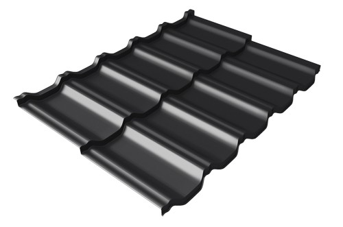 Металлочерепица модульная Квинта Uno Grand Line c 3D резом 0,5 Quarzit lite RAL 9005 черный купить в Салавате