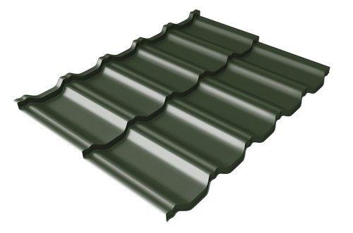 Металлочерепица модульная Квинта Uno Grand Line c 3D резом 0,5 GreenСoat Pural Matt RR 11 темно-зеленый (RAL 6020 хромовая зелень) купить в Салавате