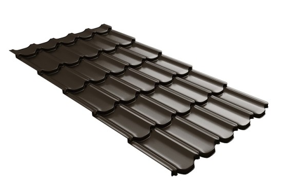 Металлочерепица квинта плюс с 3D резом 0,5 GreenСoat Pural RR 32 темно-коричневый (RAL 8019 серо-коричневый) купить в Салавате