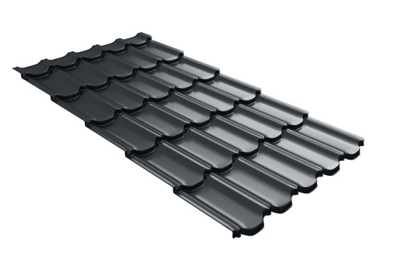 Металлочерепица квинта плюс с 3D резом 0,5 Satin RAL 7016 антрацитово-серый купить в Салавате