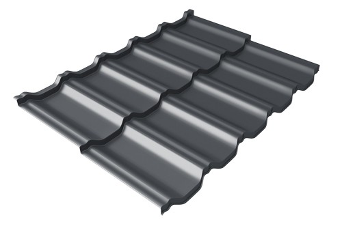 Металлочерепица модульная Квинта Uno Grand Line c 3D резом 0,45 Drap RAL 7024 мокрый асфальт купить в Салавате