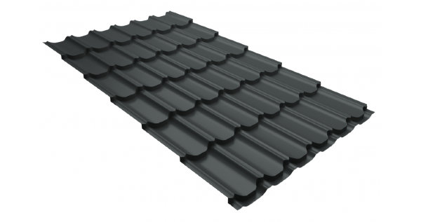 Металлочерепица квинта плюс 0,5 GreenCoat Pural Matt RR 23 темно-серый (RAL 7024 мокрый асфальт) купить в Салавате